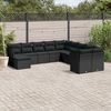 vidaXL 11 pcs conjunto sof&aacute;s de jardim c/ almofad&otilde;es vime PE preto