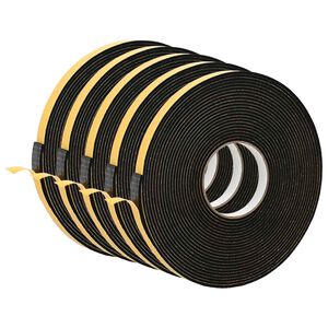 vidaXL Fita de espuma autoadesiva 5 unid. Preto 15mm x 10m Espuma CR