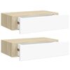 vidaXL Prateleiras parede + gavetas 2pcs MDF 40x23,5x10cm carv./branco