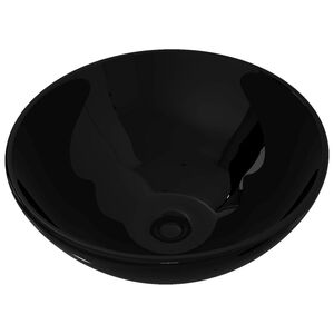 vidaXL Lavat&oacute;rio cer&acirc;mica redondo preto
