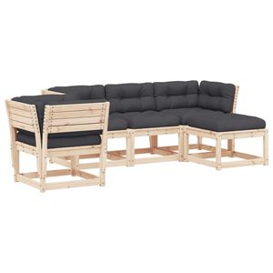 vidaXL 5 pcs conjunto lounge de jardim c/ almofad&otilde;es pinho maci&ccedil;o