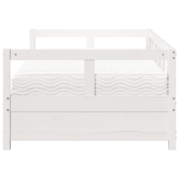 vidaXL Sof&aacute;-cama com colch&atilde;o 90x200 cm madeira de pinho maci&ccedil;a branco