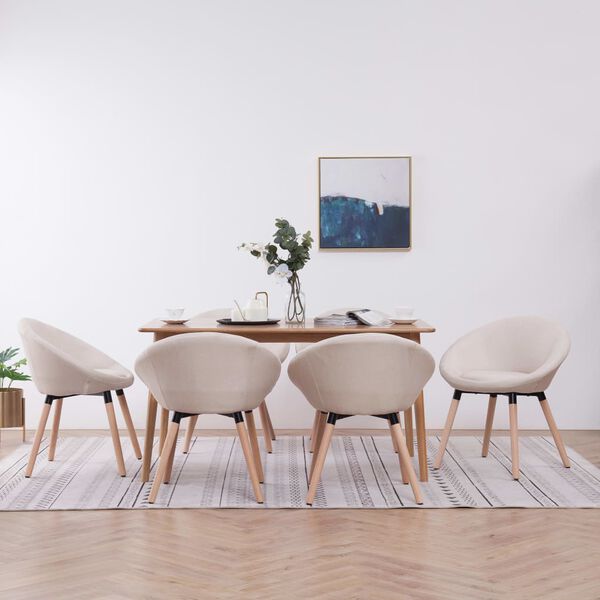 vidaXL Cadeiras de jantar 6 pcs tecido cor creme