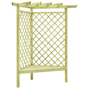 vidaXL P&eacute;rgola de canto com banco 130x130x197 cm pinho impregnado