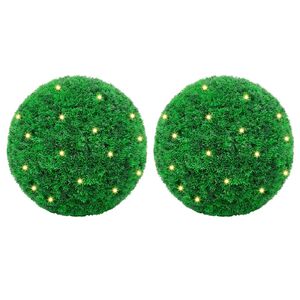 vidaXL Bolas artificiais de buxo com luzes LED 2 pcs verde 45 cm