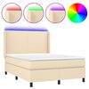 vidaXL Cama box spring c/ colch&atilde;o e LED 140x190 cm tecido cor creme