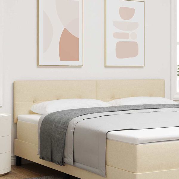 vidaXL Cabeceira LED com luzes de tira LED Creme 180 cm Poli&eacute;ster