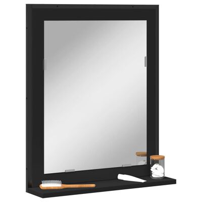 vidaXL Espelho de WC c/ prateleira 50x12x60 cm derivados madeira preto