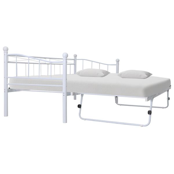 vidaXL Estrutura de cama em a&ccedil;o 180x200/90x200 cm branco