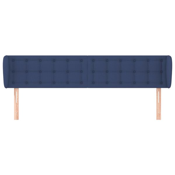 vidaXL Cabeceira de cama c/ abas tecido 203x23x78/88 cm azul