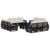 vidaXL Conjunto de Sof&aacute; de Jardim 13 unid. Preto e Branco Creme