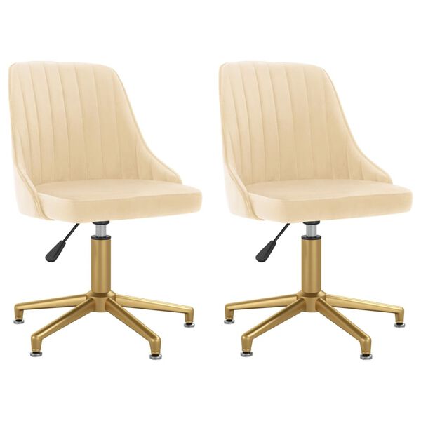 vidaXL Cadeiras de jantar girat&oacute;rias 2 pcs veludo cor creme