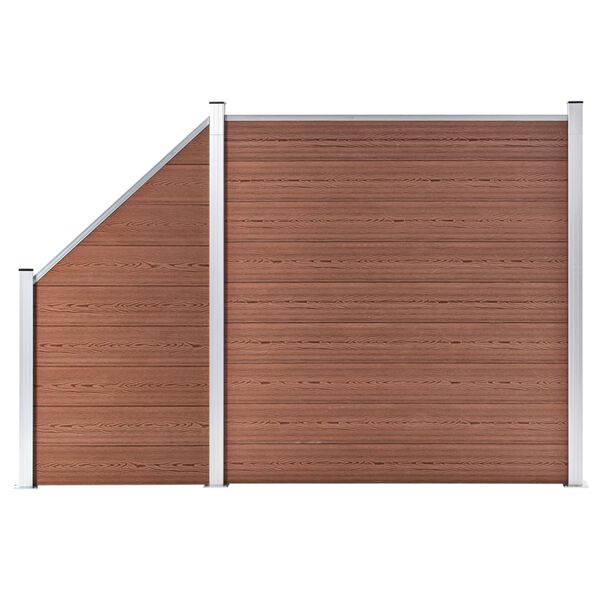 vidaXL Painel veda&ccedil;&atilde;o WPC 1 quadrado +1 inclinado 273x186 cm castanho