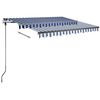 vidaXL Toldo retr&aacute;til manual com LED 300x250 cm azul e branco