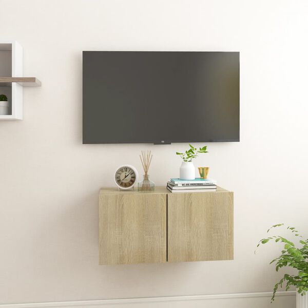 vidaXL M&oacute;vel de TV para parede 60x30x30 cm carvalho sonoma