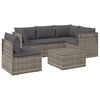 vidaXL 6 pcs conjunto lounge de jardim c/ almofad&otilde;es vime PE cinzento
