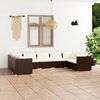 vidaXL 9 pcs conjunto lounge jardim c/ almofad&otilde;es vime PE castanho