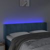 vidaXL Cabeceira cama c/ luzes LED veludo 147x16x78/88 cm azul-escuro