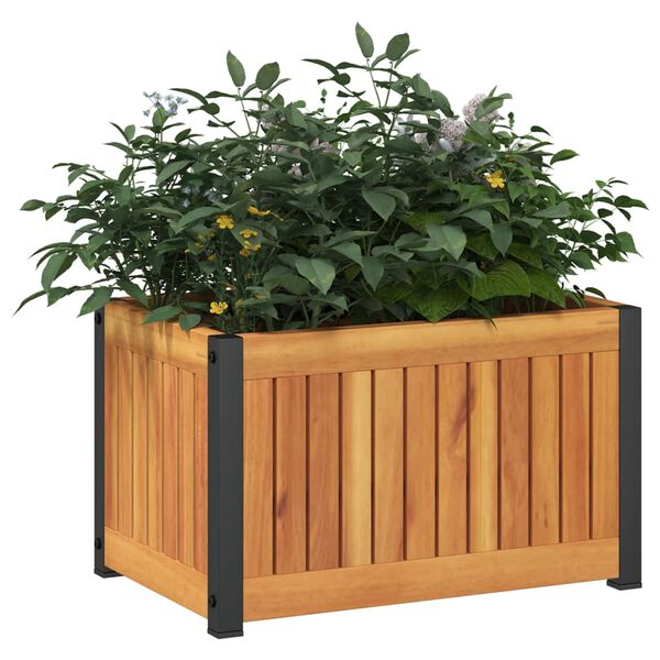 vidaXL Vaso/floreira de jardim 45x30x27,5 cm acácia maciça e aço