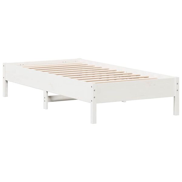 vidaXL Cama sem colch&atilde;o 75x190 cm madeira de pinho maci&ccedil;a branco