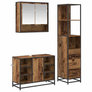vidaXL Conjunto de M&oacute;veis para Banheiro com porta 3 pcs Madeira Antiga