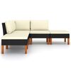vidaXL 5 pcs conjunto lounge de jardim c/ almofad&otilde;es vime PE preto