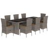 vidaXL 9 pcs conjunto de jantar p/ jardim c/ almofad&otilde;es vime PE cinza