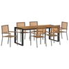 vidaXL Conjunto de Jantar para Jardim 7 unid. Cinza e Marrom vime PE