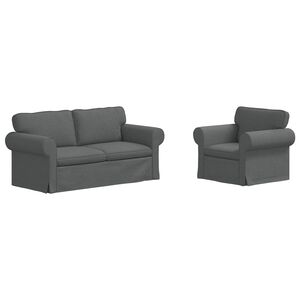vidaXL Conjunto de Sof&aacute;s 2 unid. Cinza Escuro tecido