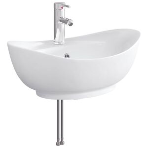 vidaXL Pia de banheiro com torneira e dreno Cromo 59 x 35 x 21 cm