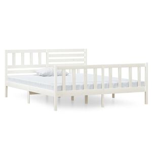 vidaXL Estrutura de cama 140x190 cm madeira maci&ccedil;a branco