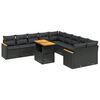 vidaXL 11 pcs conjunto sof&aacute;s de jardim c/ almofad&otilde;es vime PE preto