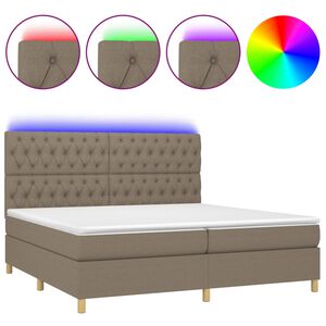 vidaXL Cama box spring colch&atilde;o/LED 200x200cm tecido cinza-acastanhado