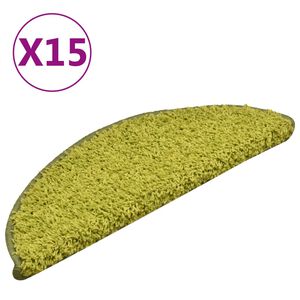 vidaXL Tapete/carpete para degraus 15 pcs 56x17x3 cm verde