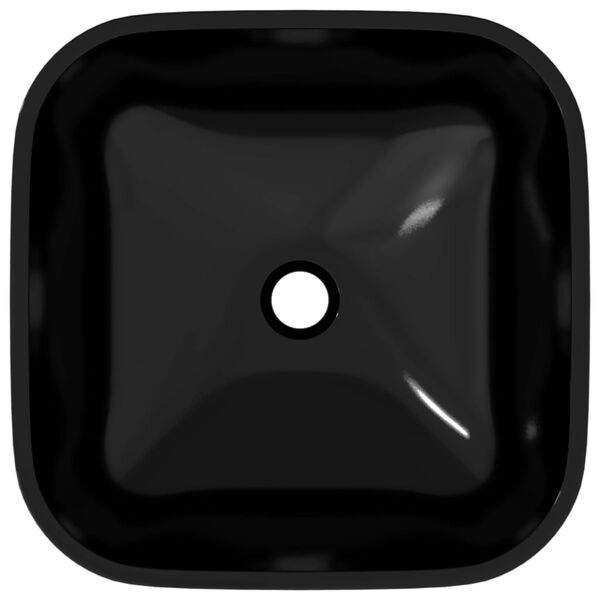 vidaXL Lavat&oacute;rio 42x42x14 cm vidro preto