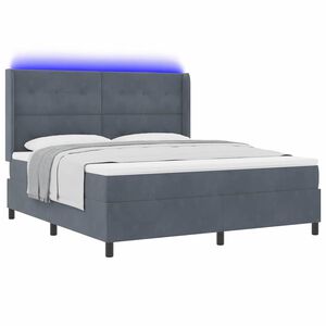 vidaXL Cama Box com colch&atilde;o com led Cinza Escuro 180 x 200 cm Veludo