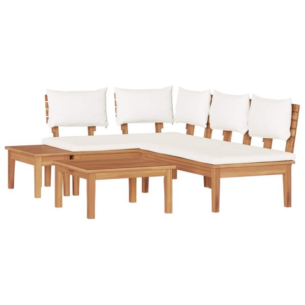 vidaXL Conjunto de Sof&aacute; de Jardim 4 pcs Marrom e Creme