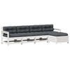 vidaXL 5 pcs conj. lounge de jardim c/ almofad&otilde;es pinho maci&ccedil;o branco