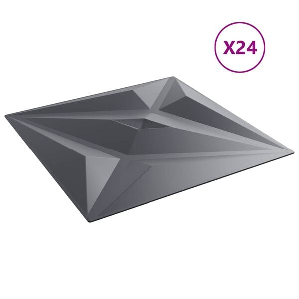vidaXL Pain&eacute;is de parede 24 pcs Cinza Estrela 50 x 50 cm Espuma XPS