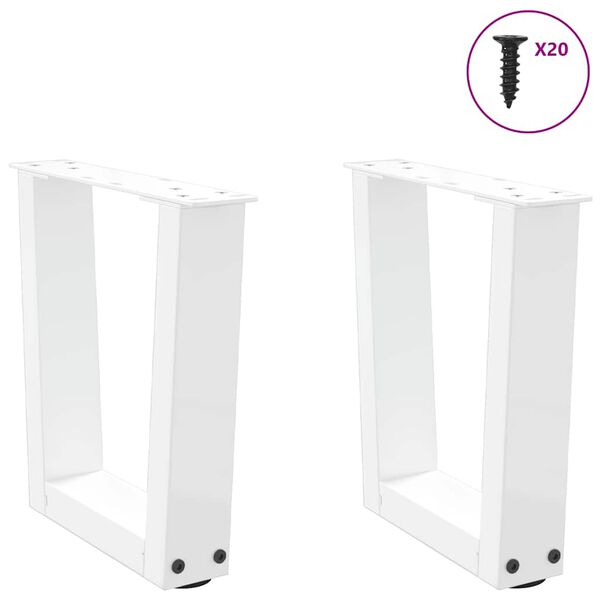 vidaXL P&eacute;s para mesa de centro em V, 2 pe&ccedil;as, branco, 40x(30-31,3) cm, a&ccedil;o