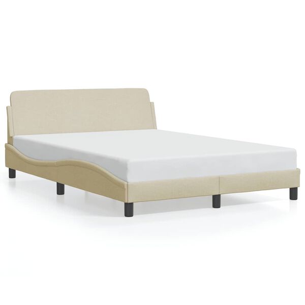 vidaXL Estrutura de cama Dover 120x200 cm tecido cor creme