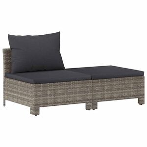 vidaXL Conjunto de lounge de jardim de 2 pe&ccedil;as com almofadas em vime sint&eacute;tico cinza