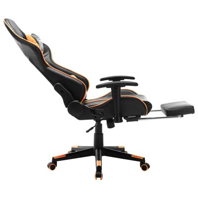 vidaXL Cadeira gaming c/ apoio de pés couro artificial preto/laranja