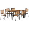 vidaXL Conjunto de Jantar para Jardim 7 unid. Preto e Marrom vime PE