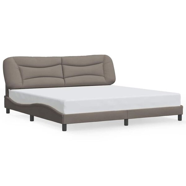 vidaXL Estrutura de cama sem colch&atilde;o Hvar 200x200 cm tecido cinzento-acastanhado