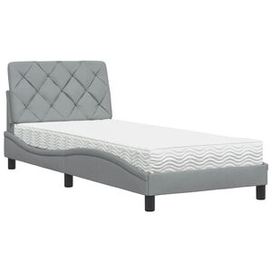 vidaXL Cama com colch&atilde;o 90x190 cm tecido cinzento-claro
