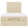 vidaXL Estrutura de cama otomana com colch&atilde;o 120x190 cm tecido creme