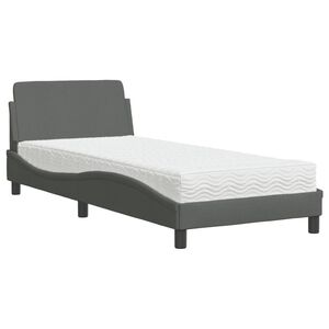 vidaXL Cama com colch&atilde;o Dover 80x200 cm tecido cinzento-escuro