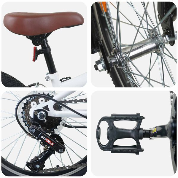 vidaXL Kids Mountain Bike 20 Polegadas 6-Speed para 5-8 anos Branco