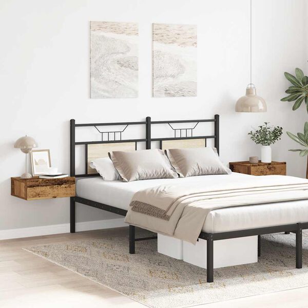 vidaXL Mesa cabeceira suspensa 2 pcs madeira velha 40x32x15 cm